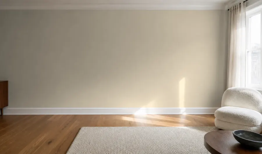 Living room with a warm neutral wall